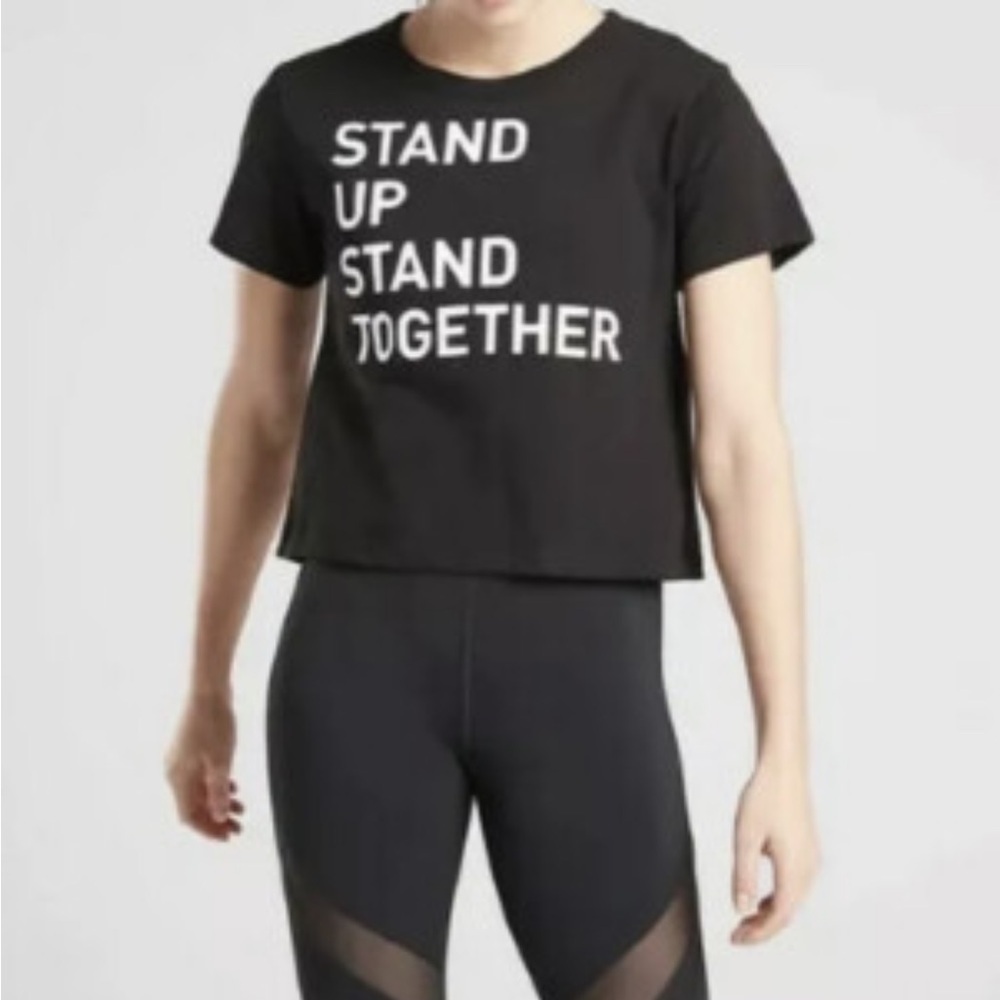 Athleta Black Short Sleeve Tee Statement Design